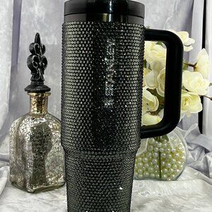 30 oz. Flip Top Black Diamond Rhinestone Stanley Cup